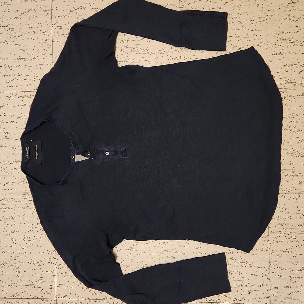 Wings + Horns Slub Knit Hensley Long Sleeve 1/4 Button Down Casual Stretch Shirt